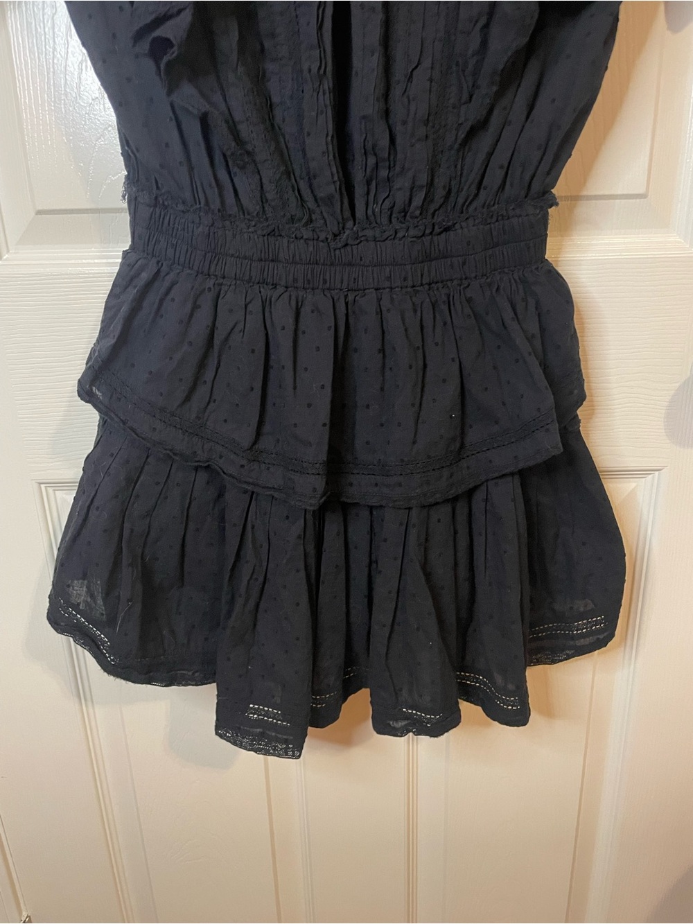 Love Shack Fancy Natasha Heritage Mini Dress in Black Size Small - Picture 9 of 9